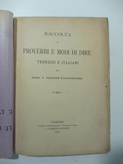Raccolta di proverbi e modi di dire tedeschi e italiani - copertina