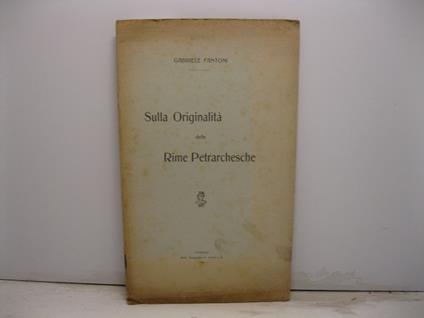 Sulla originalita' delle rime petrarchesche - copertina