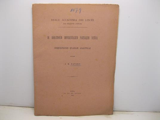 De aequationum differentialium partialium natura. Disquisitiones quaedam analyticae - copertina