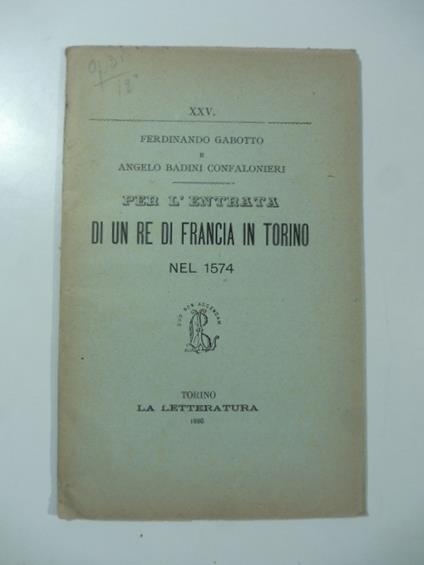 Per l'entrata di un re di Francia in Torino nel 1754 - copertina