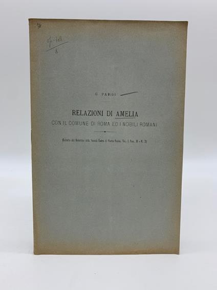 Relazioni di Amelia con il comune di Roma ed i nobili romani - copertina
