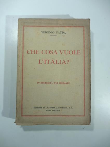 Che cosa vuole l'Italia - copertina