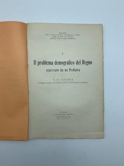 Il problema demografico del regno osservato da un pediatria - copertina