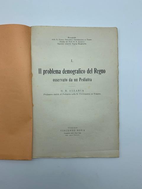 Il problema demografico del regno osservato da un pediatria - copertina
