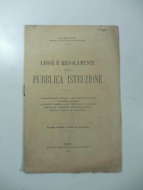 Leggi e regolamenti sulla pubblica istruzione - copertina