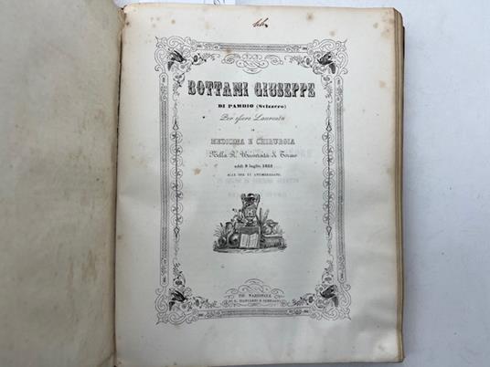 Bottani Giuseppe di Pambio (Svizzero) per essere laureato in Medicina e Chirurgia. Dell'apoplessia - copertina