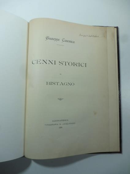 Cenni storici di Bistagno - copertina