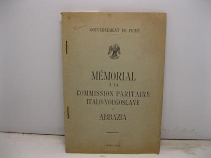 Me'morial a' la commission paritaire italo-yougoslave a Abbazia - copertina