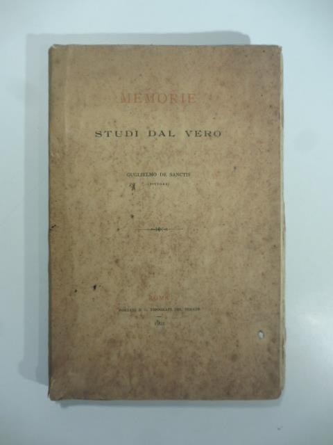 Memorie. Studi dal vero - copertina