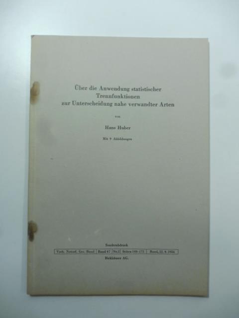 Uber die Anwendung statischer Trennfunktionen zur Unterscheidung nahe verwandter Arten - copertina