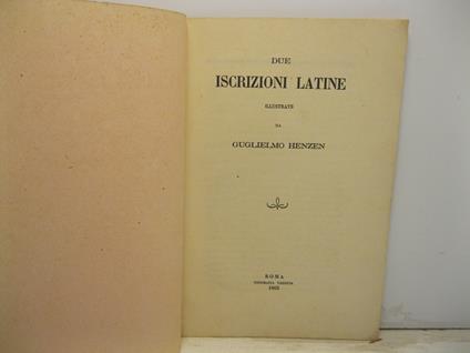 Due iscizioni latine - copertina