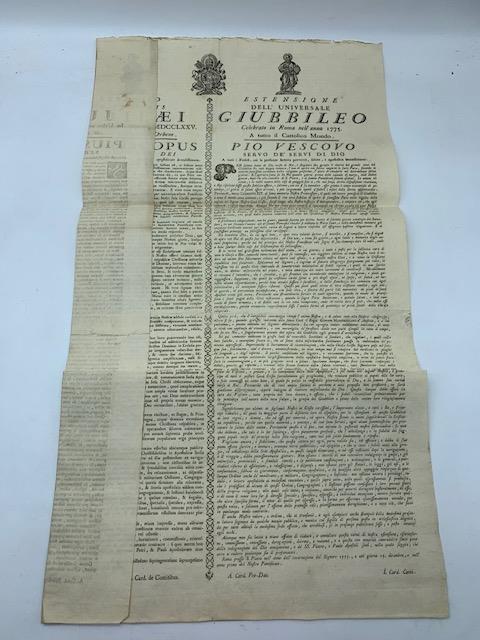Extensio universali Jubilaei in Urbe celebrati...Estensione dell'universale Giubileo celebrato in Roma nell'anno 1775. A tutto il mondo cattolico - copertina