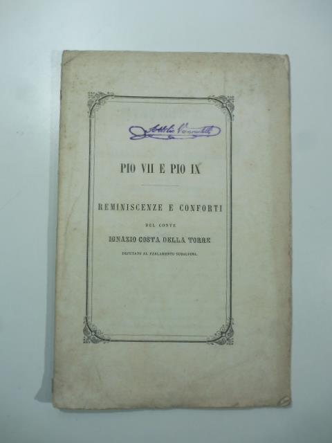 Pio VII e Pio IX. Reminiscenze e conforti - copertina