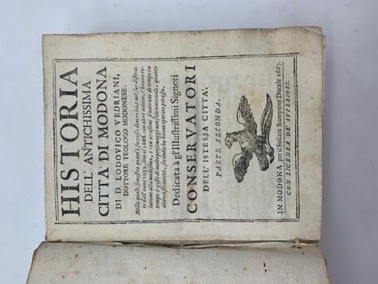 Historia dell'antichissima citta' di Modona. Parte seconda - copertina
