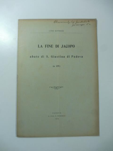 La fine di Jacopo abate di S. Giustina di Padova (a. 1271) - copertina