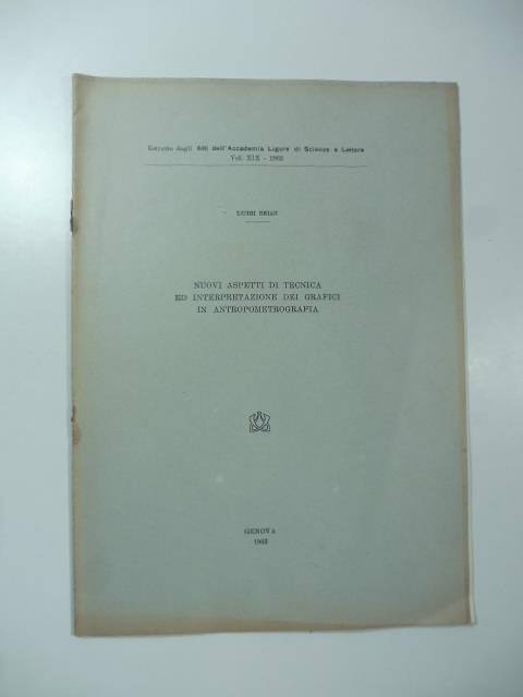 Nuovi aspetti di tecnica ed interpretazione dei grafici di antropometrografia - copertina