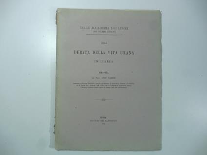 Sulla durata della vita umana in Italia. Memoria - copertina