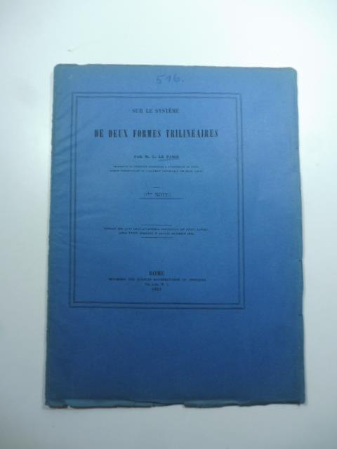 Sur le systeme de deux formes trilineaires. Premiere note - copertina