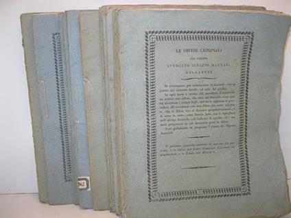 Collezione delle piu' celebri difese criminali dell'avvocato Ignazio Magnani bolognese pubblico professore di diritto civile e difensore de' rei nella legazione di Bologna... con ristretto delle cause ed esito dei giudizj - copertina