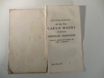 Lettera circa le pitture del settimo secolo e seguenti - copertina