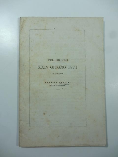 Pel giorno XXIV giugno in Firenze - copertina