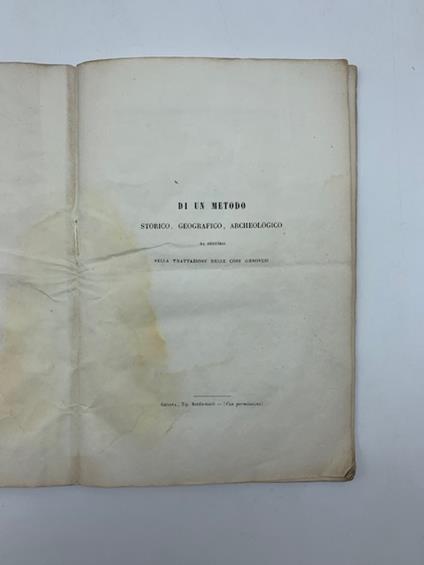 Di un metodo storico, geografico, archeologico da seguirsi nella trattazione delle cose genovesi - copertina