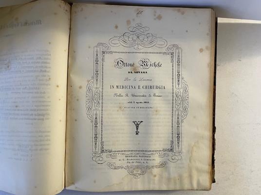 Ottone Michele da Novara per la laurea in Medicina e Chirurgia. Dell'elmintiasi - copertina