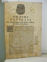 Ordini generali per l'introduzione delle robbe, e merci forestiere nello Stato