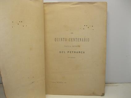 Pel quinto centenario dalla morte del Petrarca (18 luglio) - copertina