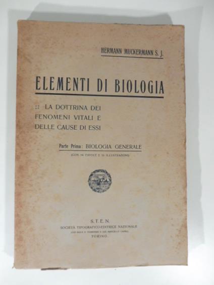 Elementi di biologia, la dottrina dei fenomeni vitali e delle cause di essi - copertina
