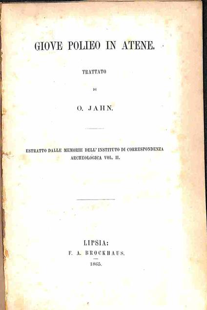 Giove Polieo in Atene. Trattato - copertina