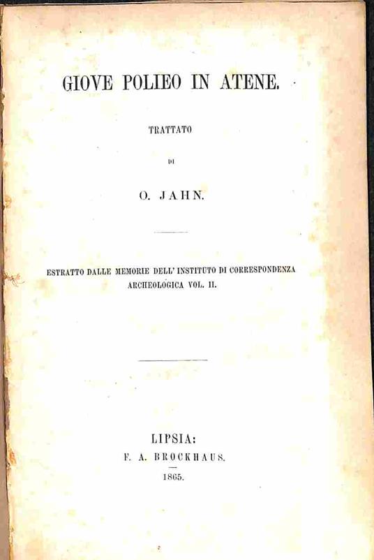 Giove Polieo in Atene. Trattato - copertina