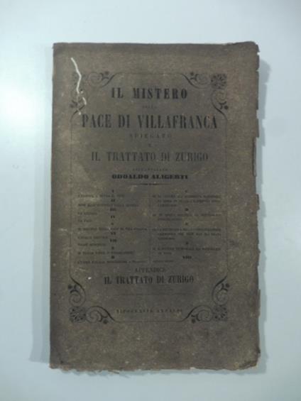 Il mistero della pace di Villafranca spiegato - copertina