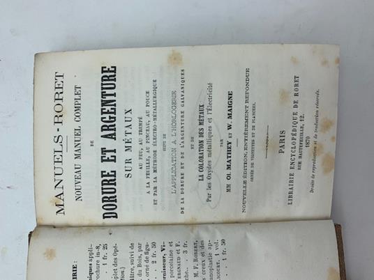Manuels-Roret. Nouveau manuel complet de dorure et argenture sur metaux - copertina