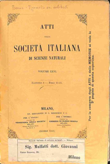 La pigomelia nei vertebrati - copertina