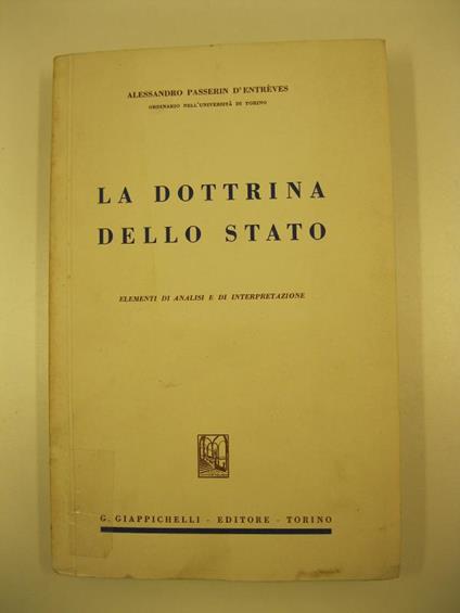 La dottrina dello stato. Elementi di analisi e di interpretazione - copertina