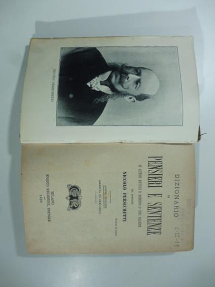 Dizionario di pensieri e sentenze di autori antichi e moderni d'ogni nazione del marchese Niccolo' Persichetti - copertina