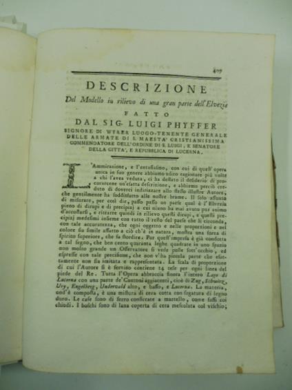 Descrizione del modello in rilievo di una gran parte dell'Elvezia fatto dal sig. Luigi Phyffer - copertina
