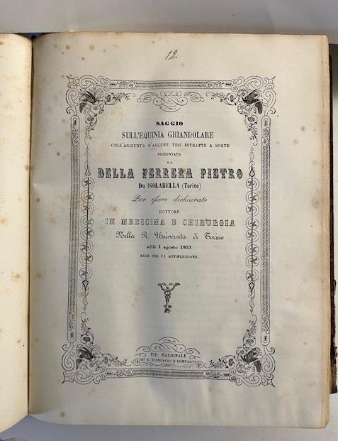 Saggio sull'equinia ghiandolare... per essere dichiarato Dottore in Medicina e Chirurgia - copertina
