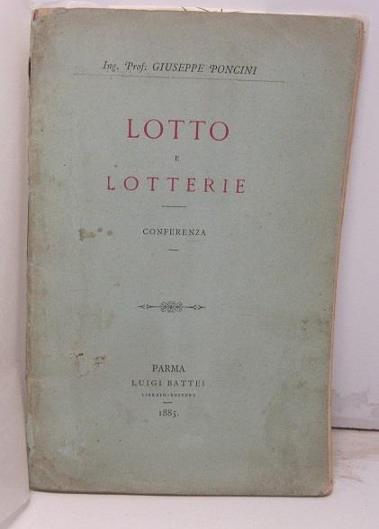 Lotto e lotterie. Conferenza - copertina