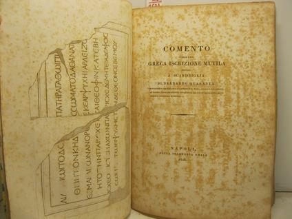 Comento sopra una greca iscrizione mutila trovata a Scandriglia - copertina