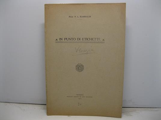 In punto di etichette - copertina