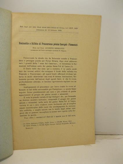 Heulandite e Stilbite di Prascorsano presso Cuorgne' (Piemonte) - copertina