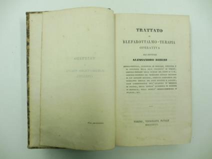 Trattato di blefarottalmo-terapia operativa - copertina