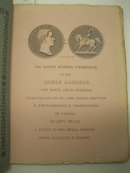Su le arti belle in Torino - Memoria detta nel di' 7 marzo 1841 alla Societa' Colombaria Fiorentina dal Marchese Francesco Maria Riccardi Del Vernaccia ciamberlano di S. A. I. e R. il Granduca di Toscana, ecc - copertina