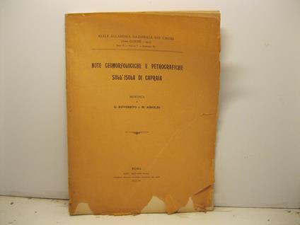 Note morfologiche e petrografiche sull'isola di Capraia. Memoria - copertina
