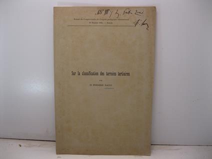 Sur la classification des terrains tertiaires par Dr Fre'de'ric Sacco - copertina