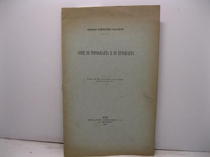 Note di topografia e di epigrafia - copertina