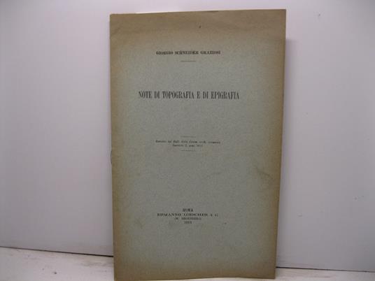 Note di topografia e di epigrafia - copertina