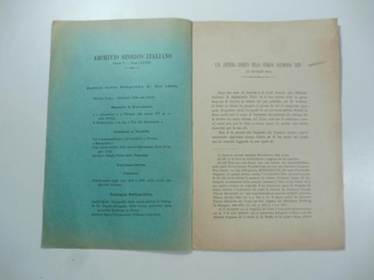 Una lettera inedita dello storico Sigismondo Tizio (13 luglio 1512) - copertina